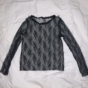 Long Sleeve Black Lace Top